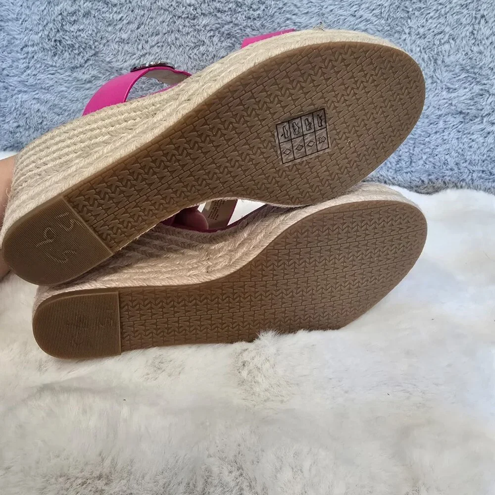 NWOB MICHAEL Michael Kors Hot Pink Espadrille Wedge Sandals